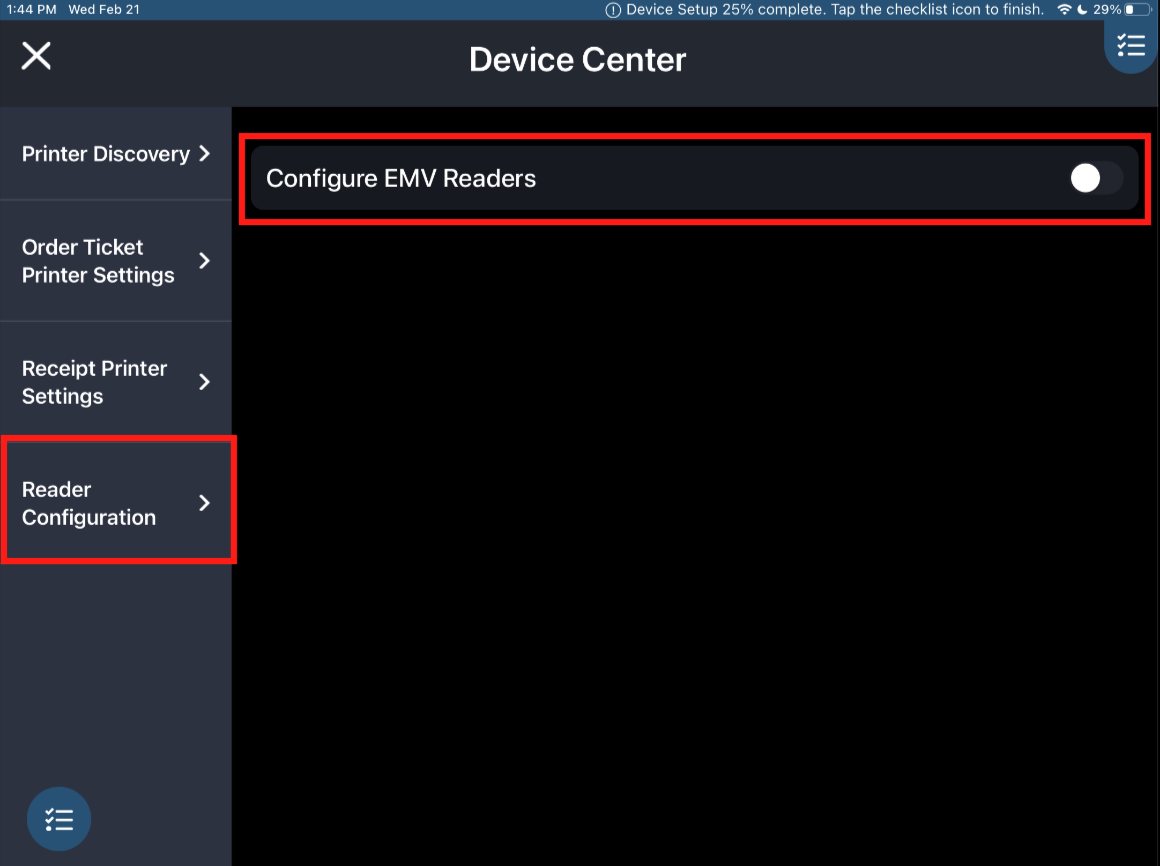 Pairing Your EMV Reader with the iPad Support Center